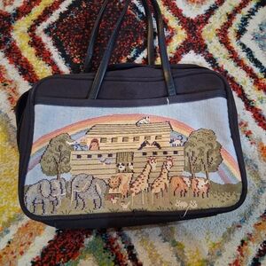 Noah's Ark Embroidered Black Bible Bag